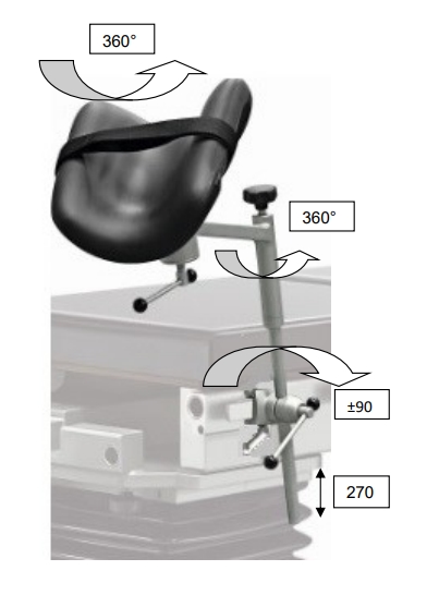Schwerlastbeinhalter-FAAS-09-Verstellungen Schwerlastbeinhalter FAAS-09 bis 300 Kg